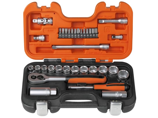 S330 SOCKET SET 34PC MM 1/4 & 3/8SD BAHCO
