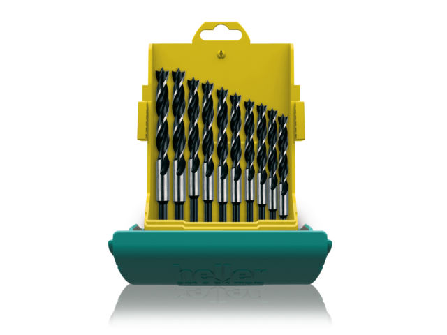 10 Pce Brad Point Wood Bit Set (3,4,5,6,7,8,9,10,11,12mm)