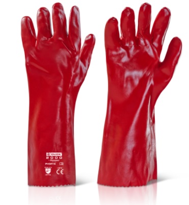 Red PVC 14" Open Cuff Gauntlets