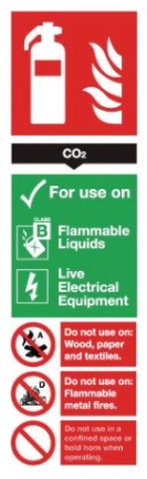 CO2 Fire Extinguisher Sign 90x280mm RP