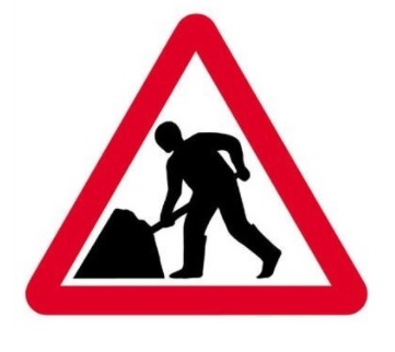 Road Works sign.