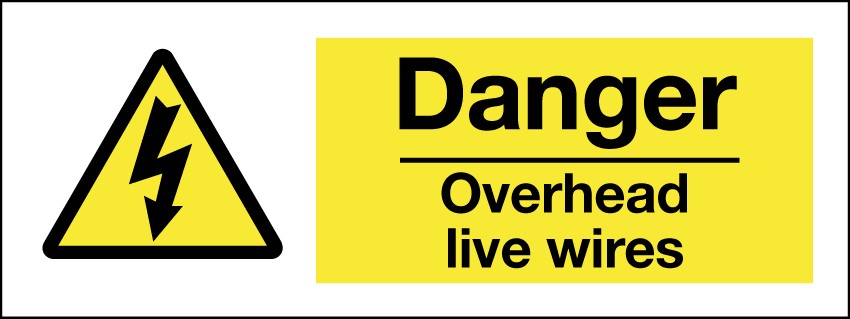 Danger Overhead Live Wires 400x150mm RP