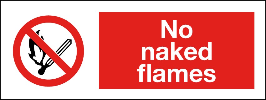 No Naked Flames 400x150mm RP