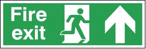 Fire Exit Running Man Arrow Up 450x150mm RP