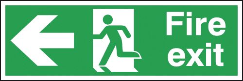 Fire Exit Running Man Arrow Left 450x150mm RP