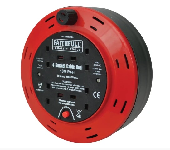Cable Reel 240V 10A 2-Socket 10m
