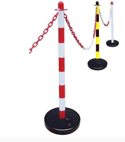 Red & White Chain Support Post