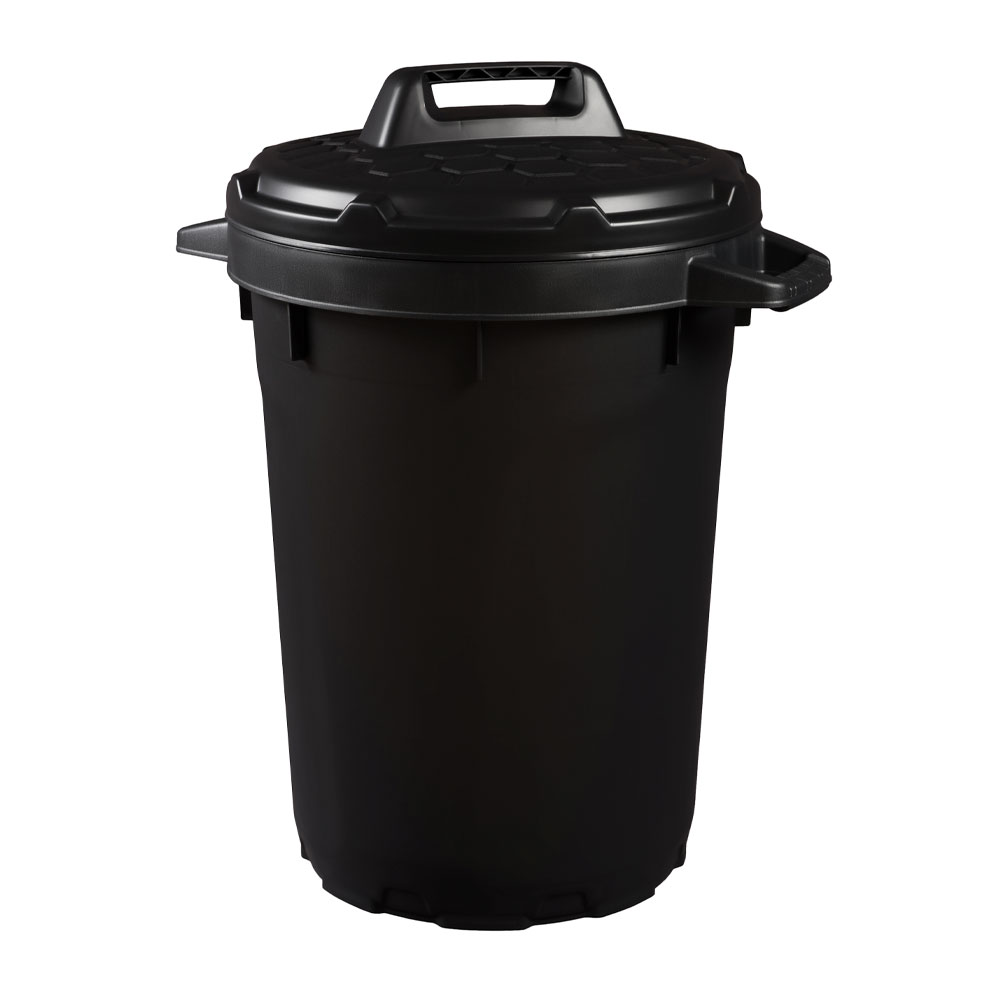Black Heavy Duty Plastic Dustbin 90 Litre (c/w lid)