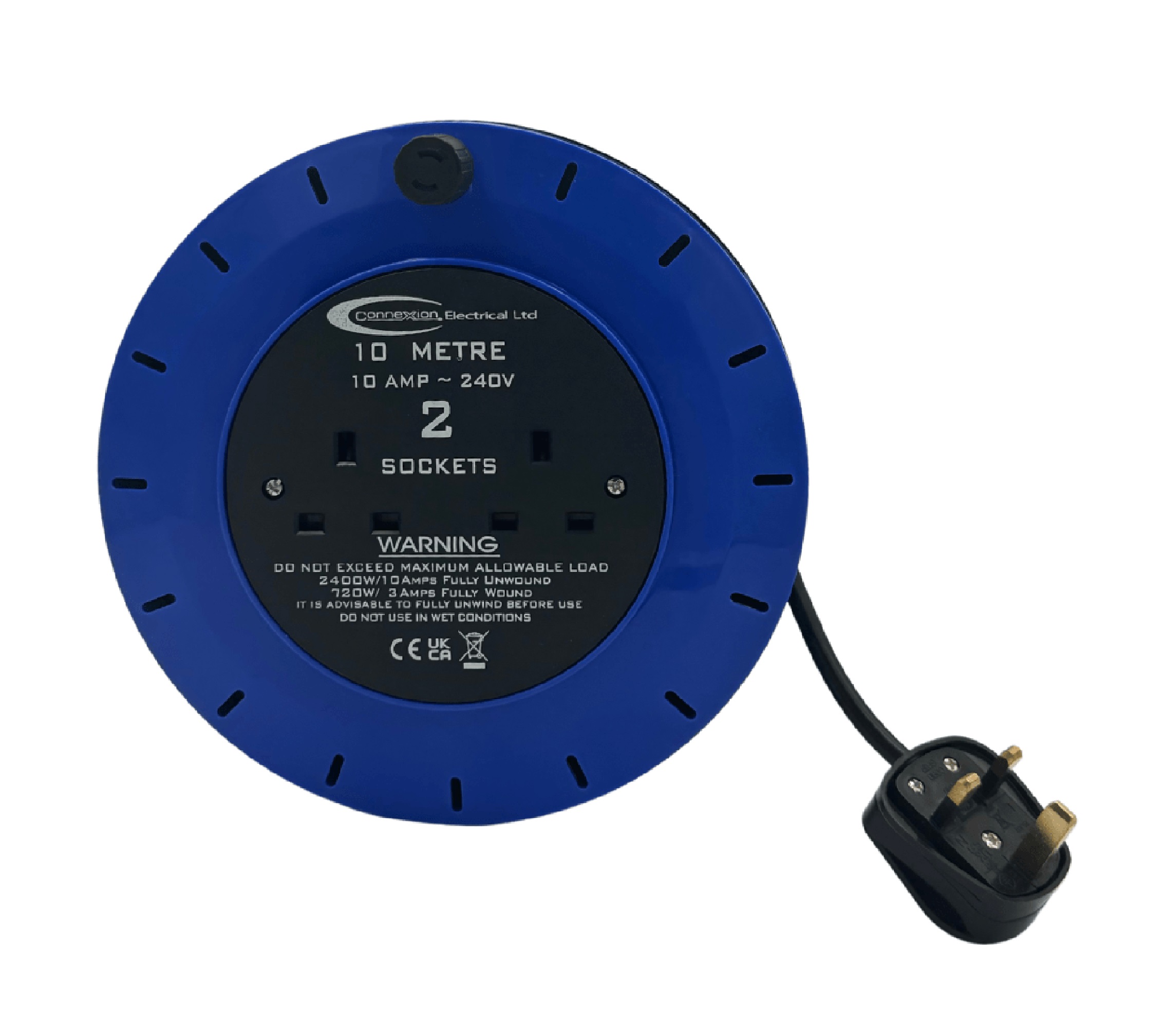 Cable Reel 240V 10A 2-Socket 10m