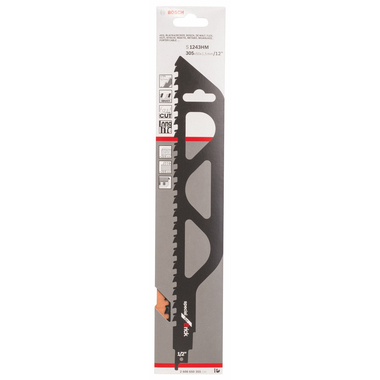 S1243HM Reciprocating Saw Blades (PK1) (for Brick < 215mm Thick)