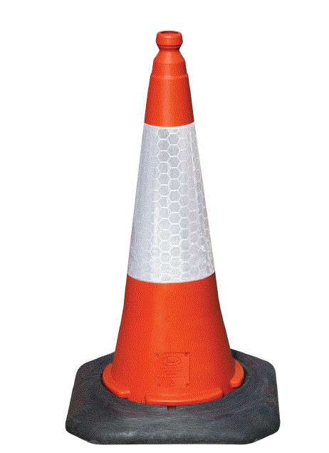 Two Part Road Cone C/w Reflective Sleeve * RED * 750mm