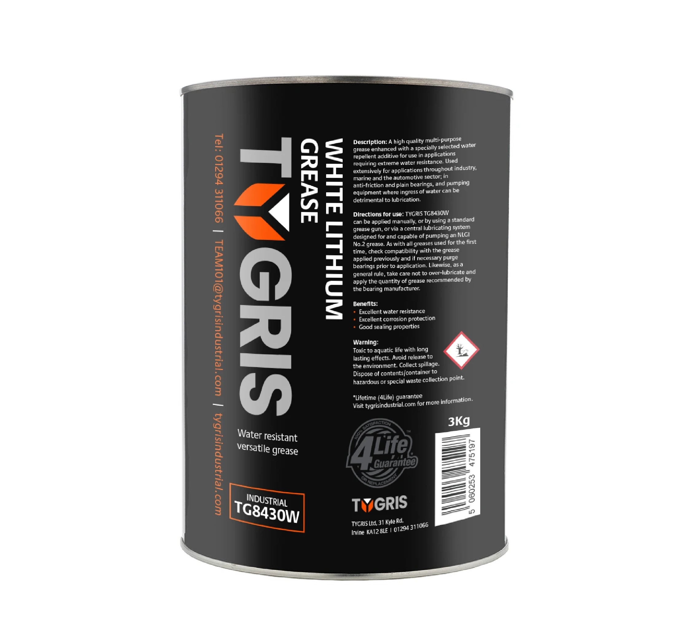 Tygris WHITE Lithium Water Resistant Grease 3kg  (TG8430W)